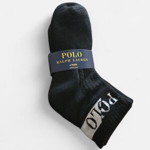 POLO RALPH LAUREN Men's Ankle Socks 6 Pair Black Shoe Size 4-10.5